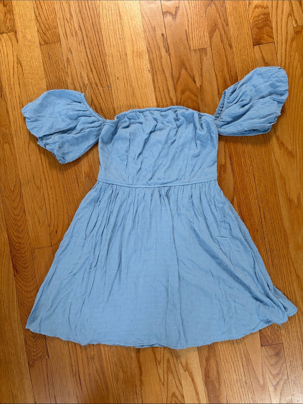 Speechless Light Blue Off-the-Shoulder Puff-Sleeve Mini Dress